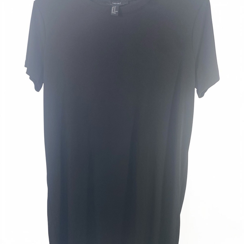 Forever 21 Womens Black Short Sleeve Crew Neck T-Shirt Mini Dress Size Medium